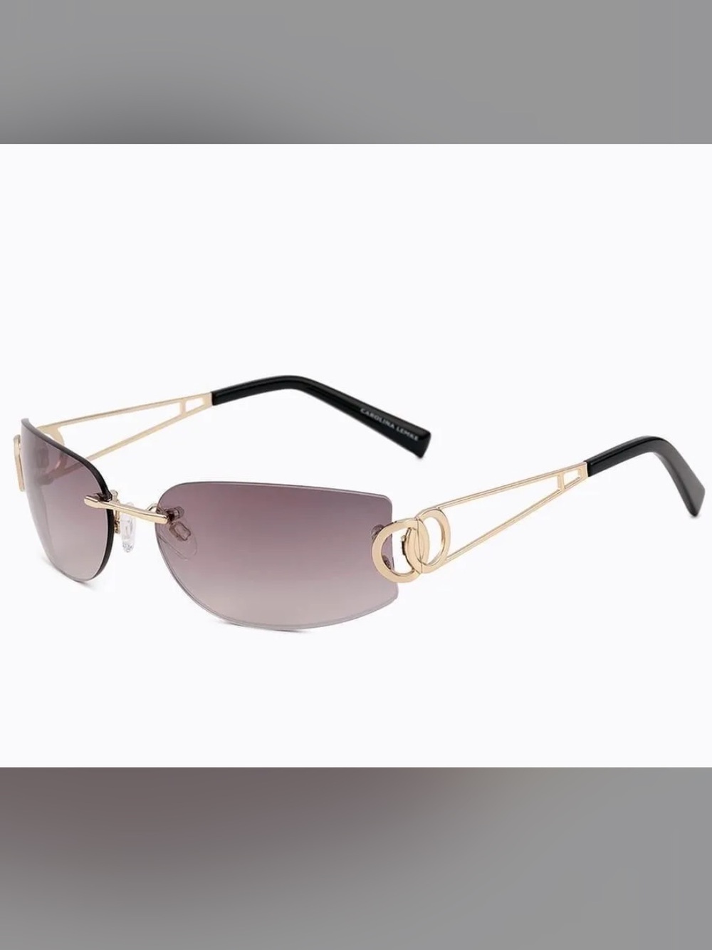 NEW Carolina Lemke Skyla y2k Rimless Narrow Gold Gradient Sunglasses